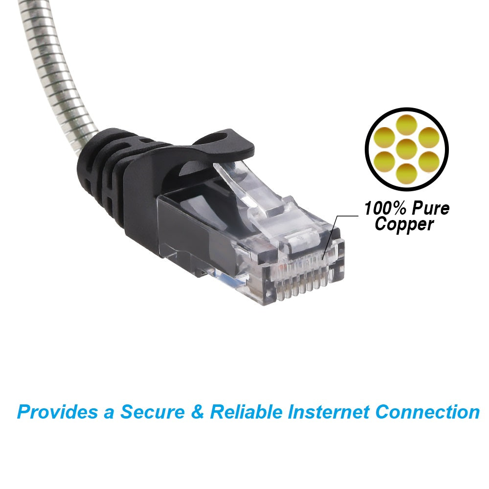 Nippon Labs 25FT CAT.6A Patch Cable Armored Anti-Rodent Slim Cables, 28AWG 25 Feet Gigabit LAN Network Cable RJ45 High Speed Ethernet Cable