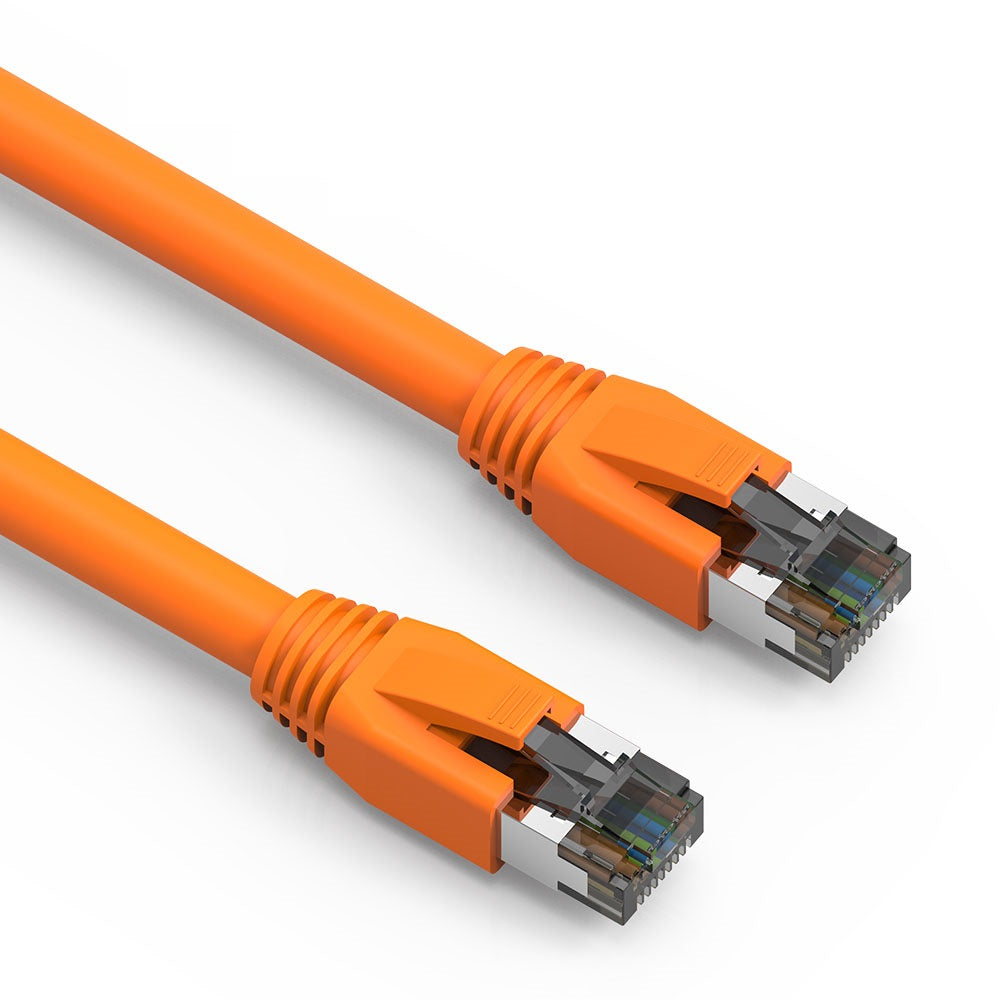 Nippon Labs 24AWG Cat8 RJ45 Ethernet Patch Internet Network LAN Cable, Indoor/Outdoor, 24AWG, Shielded Latest 40Gbps 2000Mhz, Weatherproof S/FTP for Router, PS4, PS5, Xbox, PoE, Switch, Modem - Orange