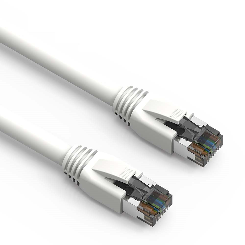 Nippon Labs 24AWG Cat8 RJ45 Ethernet Patch Internet Network LAN Cable, Indoor/Outdoor, 24AWG, Shielded Latest 40Gbps 2000Mhz, Weatherproof S/FTP for Router, PS4, PS5, Xbox, PoE, Switch, Modem - White