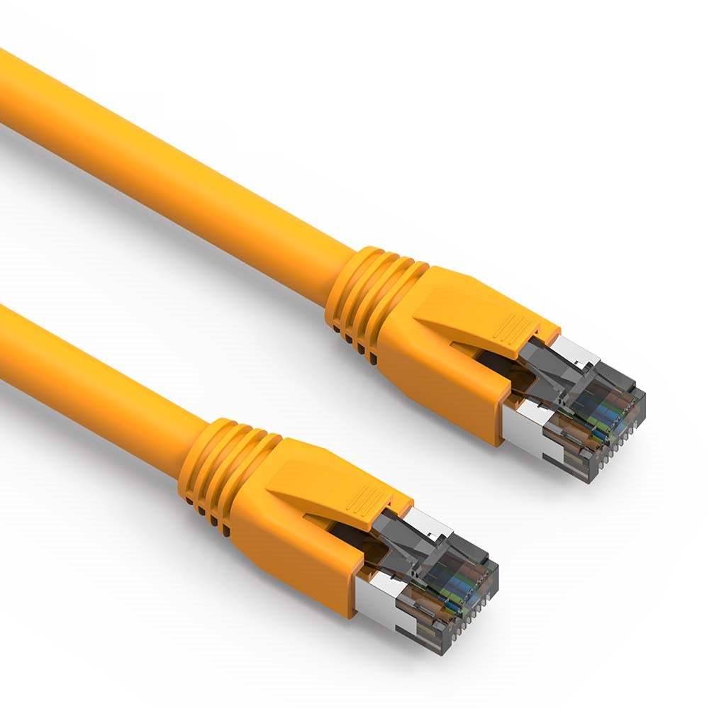 Nippon Labs 24AWG Cat8 RJ45 Ethernet Patch Internet Network LAN Cable, Indoor/Outdoor, 24AWG, Shielded Latest 40Gbps 2000Mhz, Weatherproof S/FTP for Router, PS4, PS5, Xbox, PoE, Switch, Modem - Yellow