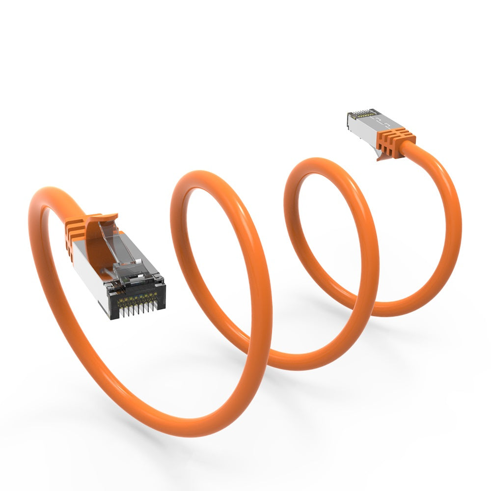 Nippon Labs 26AWG Cat8 Ethernet Cable Slim Series – Orange | 2GHz, 40G, S/FTP – Shielded Latest 40Gbps 2000Mhz SFTP Patch Cord, Heavy Duty High Speed Cat8 LAN Network RJ45 Cable - in Wall, Outdoor for Router, Modem, Gaming etc.