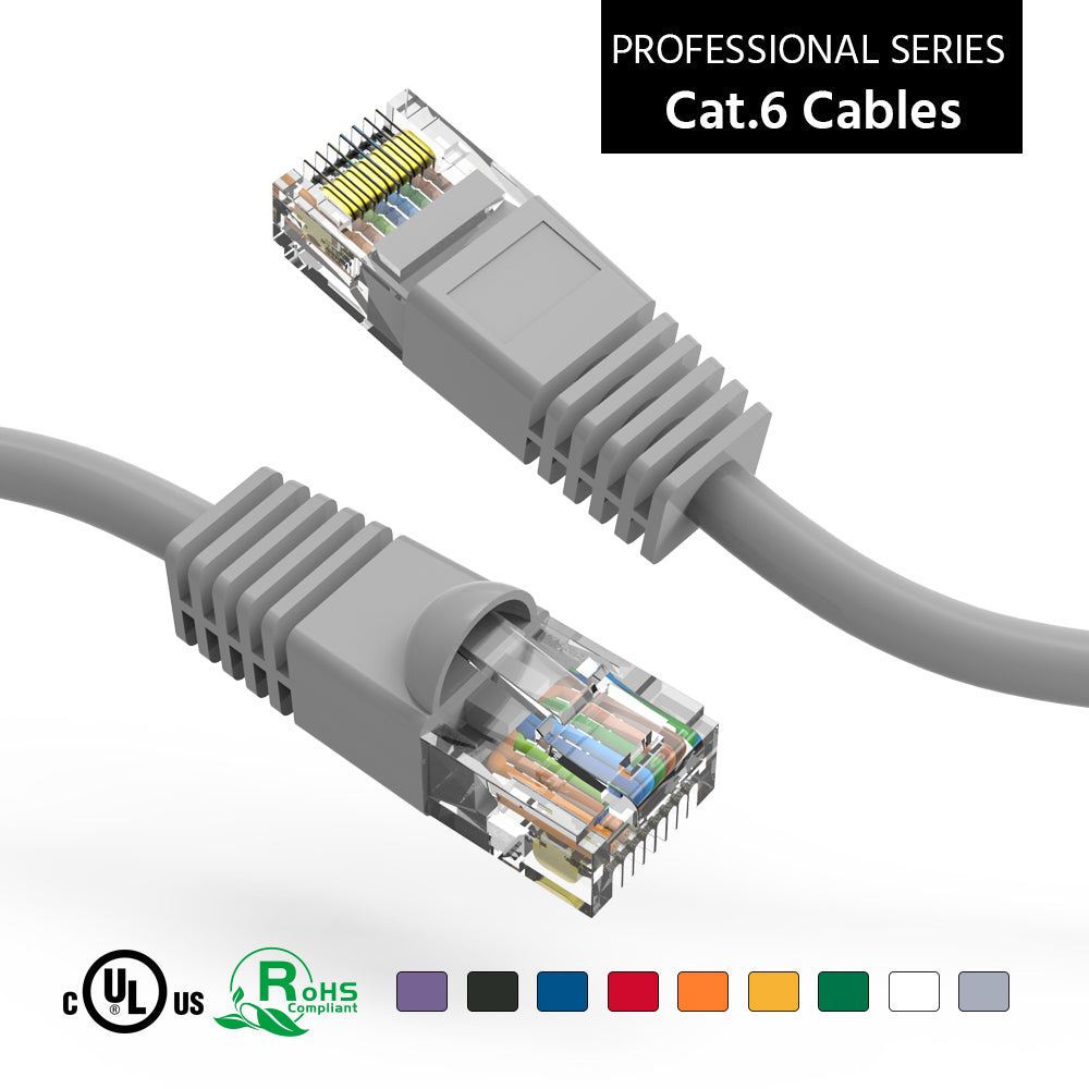 Nippon Labs Cat6 UTP Ethernet Network Booted Cable - Gray - 0.5 ft. ~ 200 ft. - 24AWG RJ45 Enhanced Cat 6 Patch Cable
