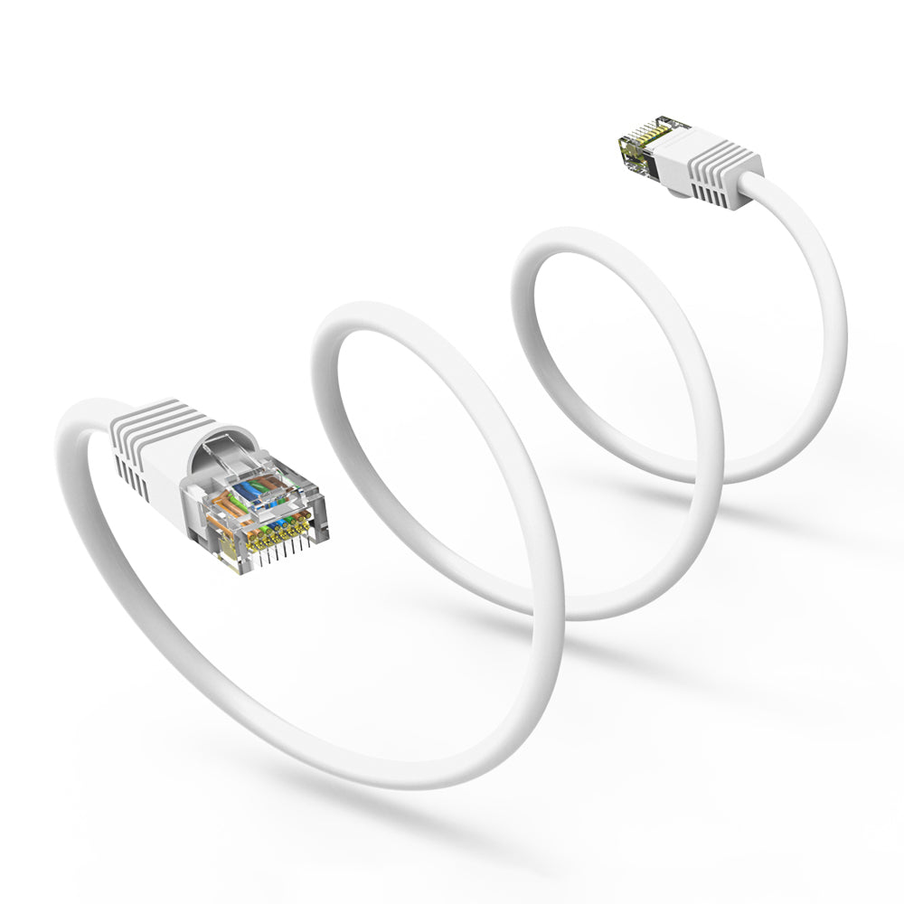 Nippon Labs Cat6 UTP Ethernet Network Booted Cable - White - 0.5 ft. ~ 200 ft. - 24AWG RJ45 Enhanced Cat 6 Patch Cable