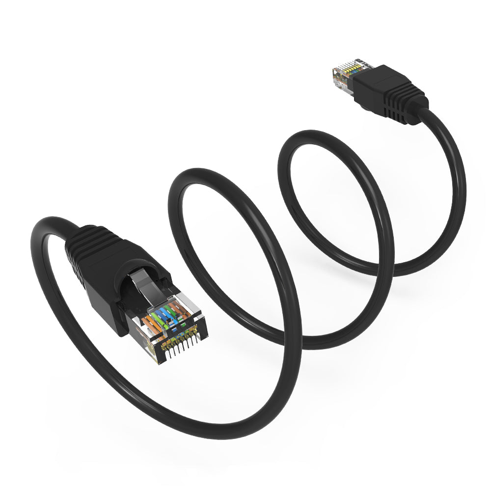 Nippon Labs Black Cat6A UTP Ethernet Network Booted Cable, 24AWG Gigabit LAN Network Cable - RJ45 High Speed Patch Cable