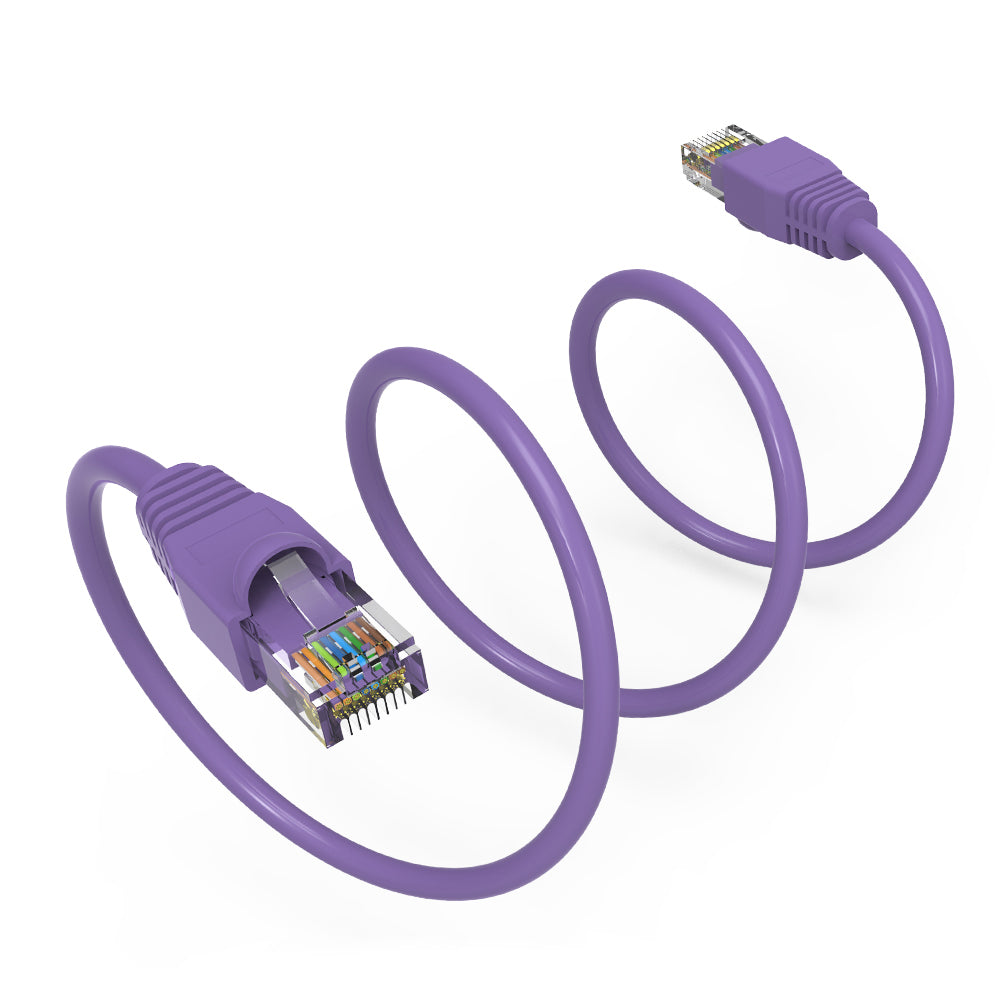 Nippon Labs Purple Cat6A UTP Ethernet Network Booted Cable, 24AWG Gigabit LAN Network Cable - RJ45 High Speed Patch Cable
