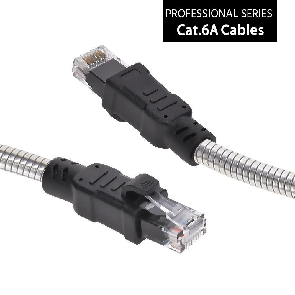 Nippon Labs 100FT CAT.6A Patch Cable Armored Anti-Rodent Cables, 24AWG 100 Feet Gigabit LAN Network Cable RJ45 High Speed Ethernet Cable