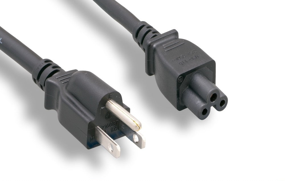 Nippon Labs 18 AWG 3 Prong US Notebook Power Cord NEMA 5-15P To C5, Black Power Cable 1ft. ~ 15ft.
