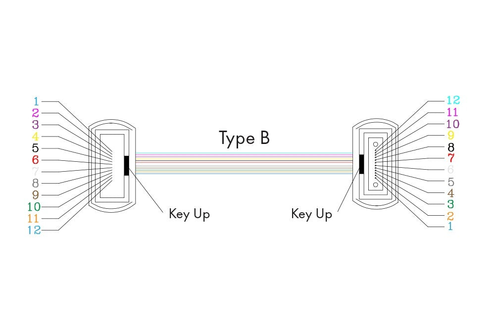 Nippon Labs MTP® 50/125 OM4 Multimode 12 Fibers Trunk Optic Cable Type B, 1M ~ 30M