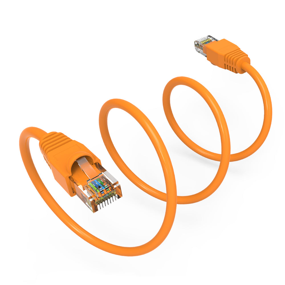 Nippon Labs Orange Cat6A UTP Ethernet Network Booted Cable, 24AWG Gigabit LAN Network Cable - RJ45 High Speed Patch Cable