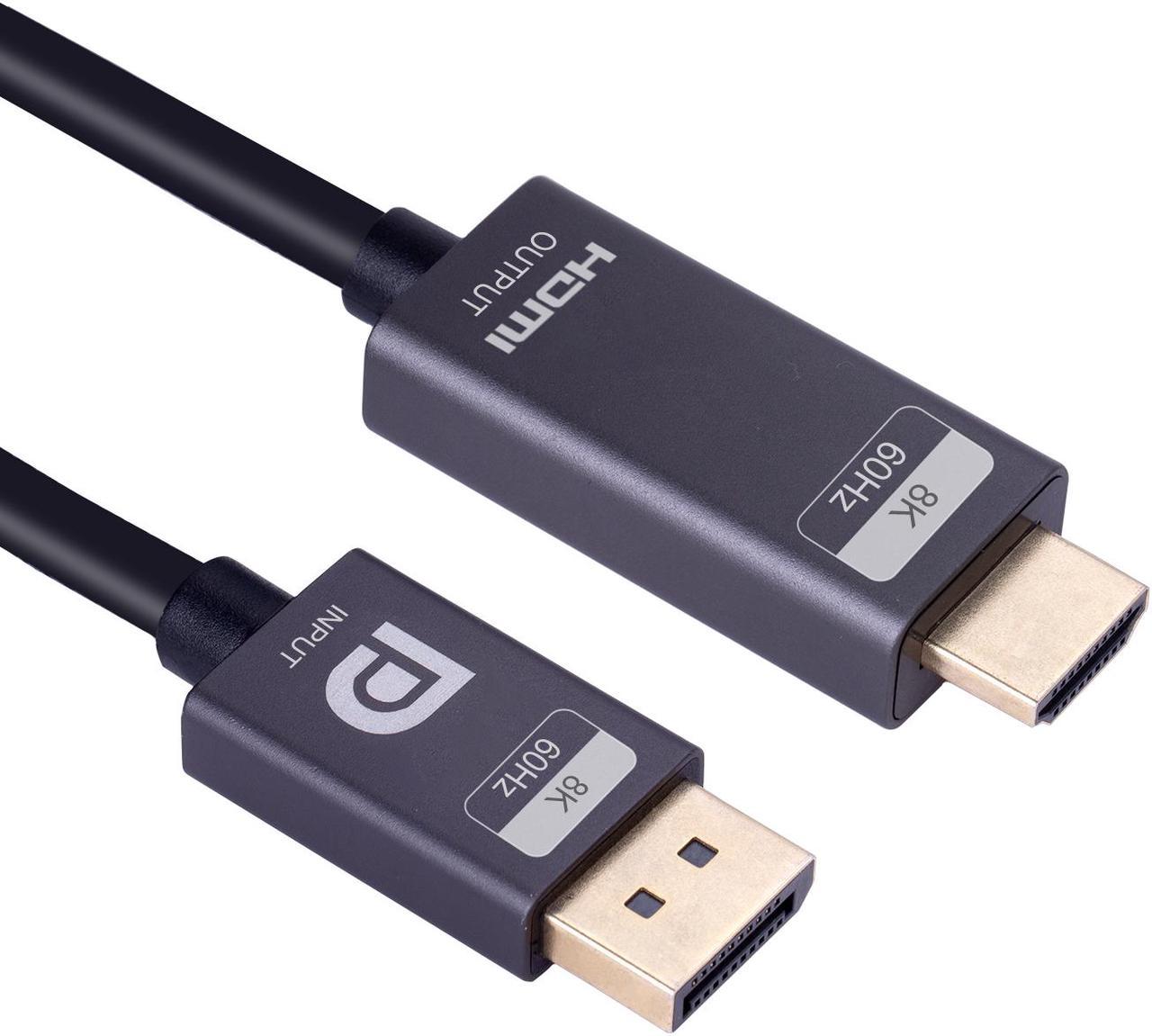 Nippon Labs DisplayPort 1.4 to HDMI 2.1 Gold Plated Cable - 6FT./10FT. - 8K@60Hz - DP1.4 to HDMI 2.1V Adapter- HDR - DP to HDMI - 8K Adapter Cable