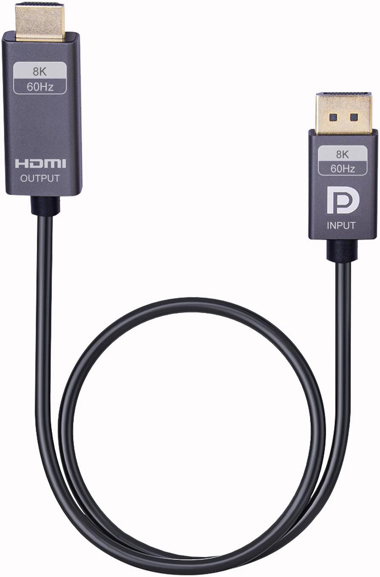 Nippon Labs DisplayPort 1.4 to HDMI 2.1 Gold Plated Cable - 6FT./10FT. - 8K@60Hz - DP1.4 to HDMI 2.1V Adapter- HDR - DP to HDMI - 8K Adapter Cable