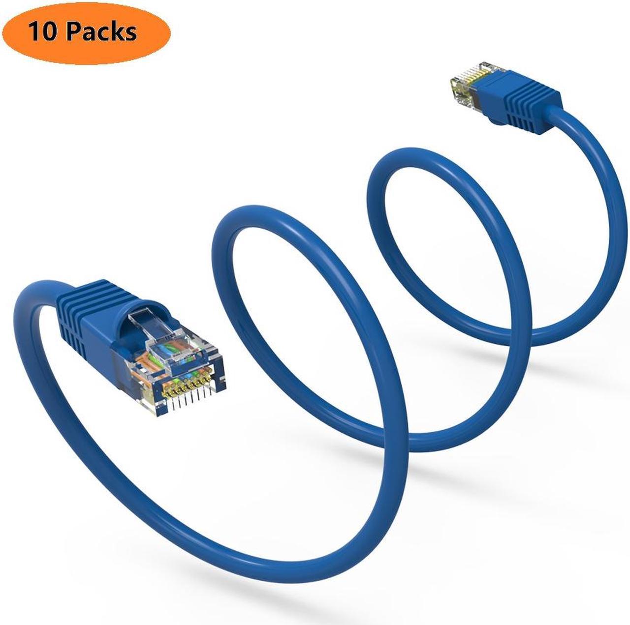 Nippon Labs 10-Pack Cat6 UTP Ethernet Network Booted Cable - Blue - 0.5 ft. ~ 25 ft. - 24AWG RJ45 Enhanced Cat 6 Patch Cable (10 Pack Blue)