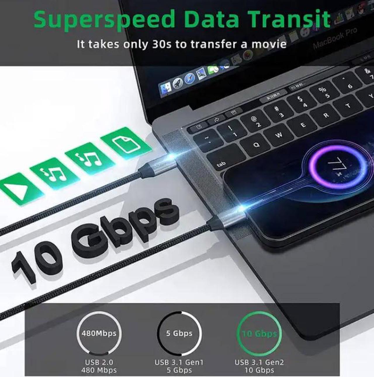 Nippon Labs USB-C Full function Extension Cable (M/F) - 1 Meter - USB 3.2 Gen 2 (10 Gbps) 4K@60Hz, Thunderbolt 3 Compatible 3.3FT