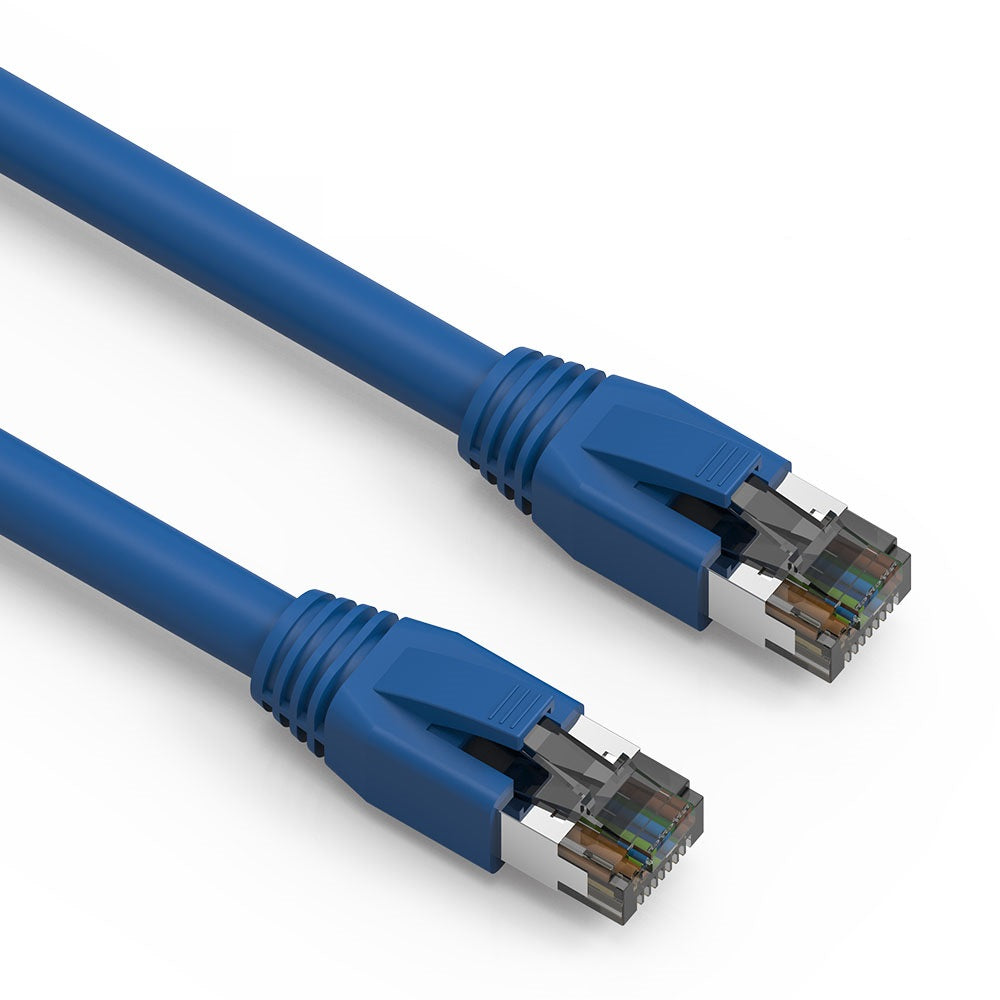 Nippon Labs Blue Cat8 RJ45 Ethernet Patch Internet Network LAN Cable, Indoor/Outdoor, 24AWG, Shielded Latest 40Gbps 2000Mhz, Weatherproof S/FTP for Router, PS4, PS5, Xbox, PoE, Switch, Modem - Blue