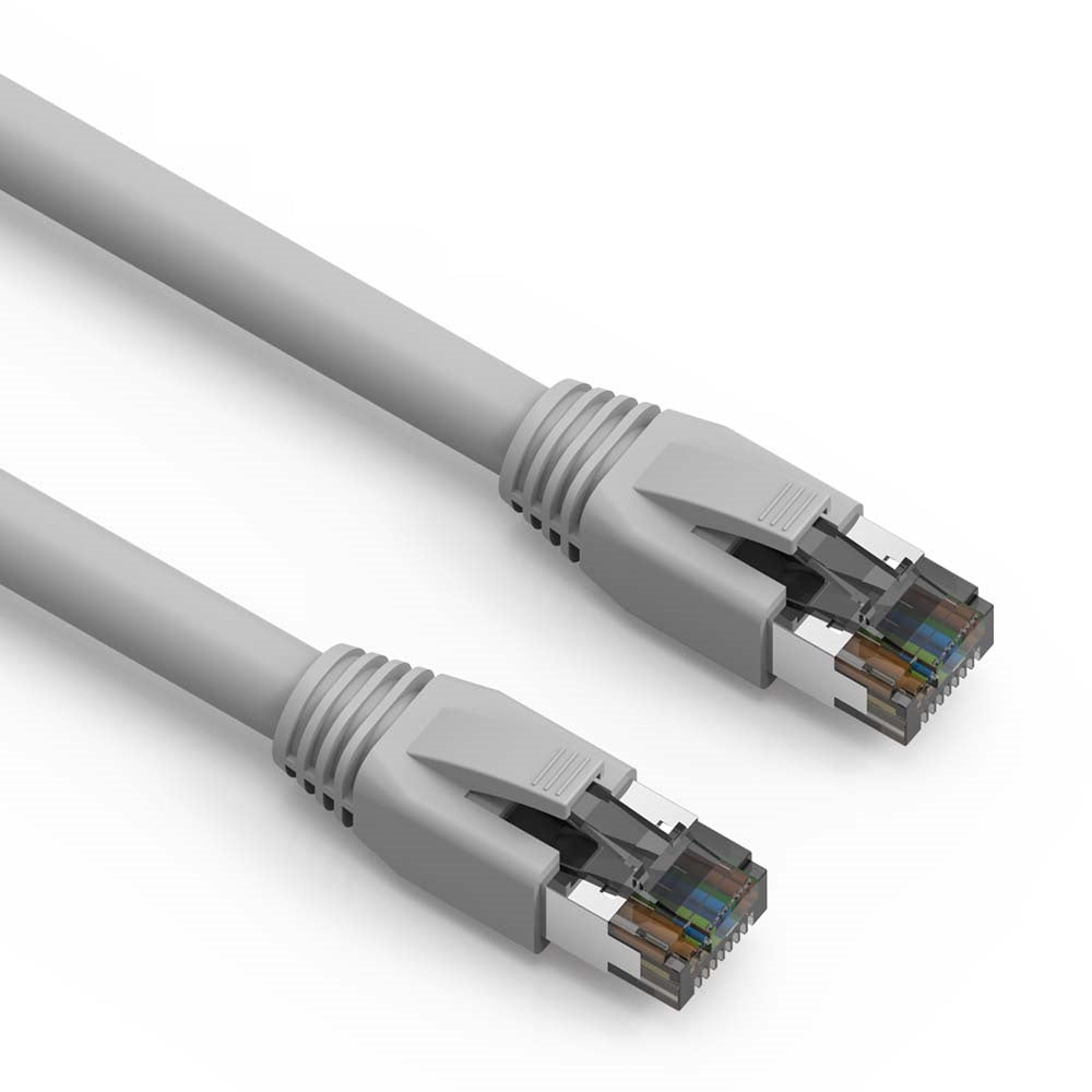 Nippon Labs 24AWG Cat8 RJ45 Ethernet Patch Internet Network LAN Cable, Indoor/Outdoor, 24AWG, Shielded Latest 40Gbps 2000Mhz, Weatherproof S/FTP for Router, PS4, PS5, Xbox, PoE, Switch, Modem - Gray
