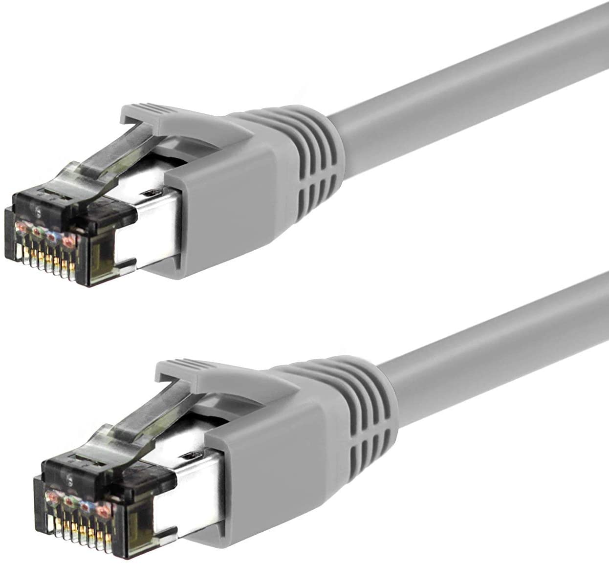 Nippon Labs 24AWG Cat8 RJ45 Ethernet Patch Internet Network LAN Cable, Indoor/Outdoor, 24AWG, Shielded Latest 40Gbps 2000Mhz, Weatherproof S/FTP for Router, PS4, PS5, Xbox, PoE, Switch, Modem - Gray