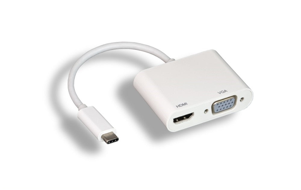 Nippon Labs USB 3.1 Type C To HDMI + VGA Adapter, White Type-C converter 30UC-CHMVGA