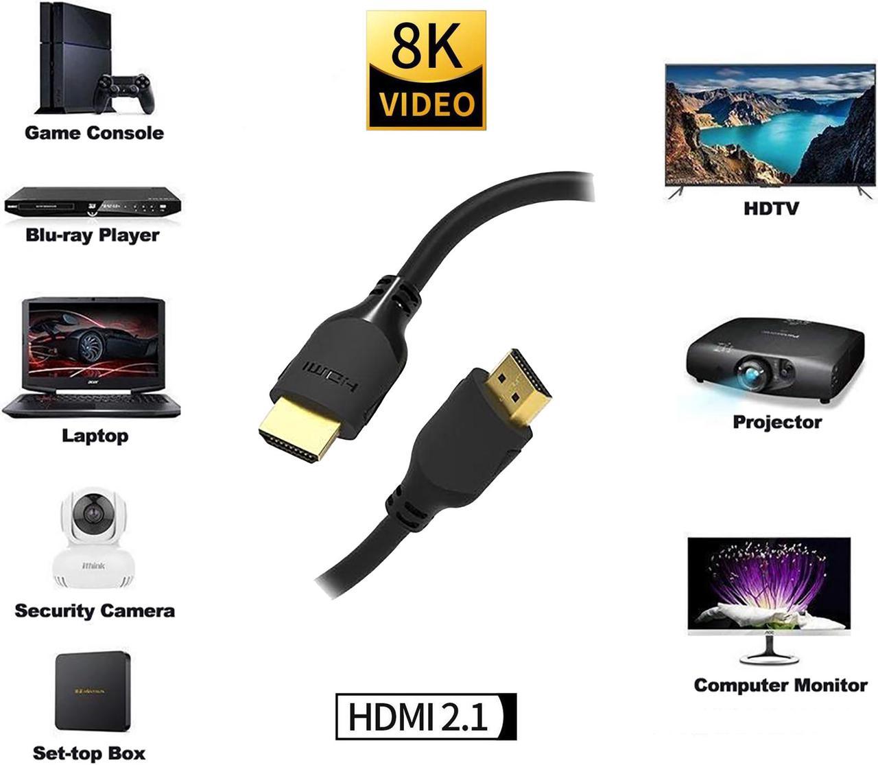 Nippon Labs 30AWG 8K HDMI Cable 3 ft.- 10f t. HDMI 2.1 Cable Real 8K, High Speed 48Gbps 8K(7680 x 4320)@60Hz, 4K@120Hz Dolby Vision, HDCP 2.2, 4:4:4 HDR, eARC Compatible with Apple TV, Samsung QLED TV