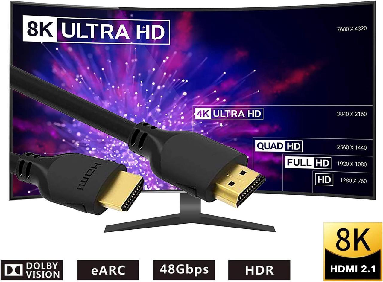 Nippon Labs 30AWG 8K HDMI Cable 3 ft.- 10f t. HDMI 2.1 Cable Real 8K, High Speed 48Gbps 8K(7680 x 4320)@60Hz, 4K@120Hz Dolby Vision, HDCP 2.2, 4:4:4 HDR, eARC Compatible with Apple TV, Samsung QLED TV