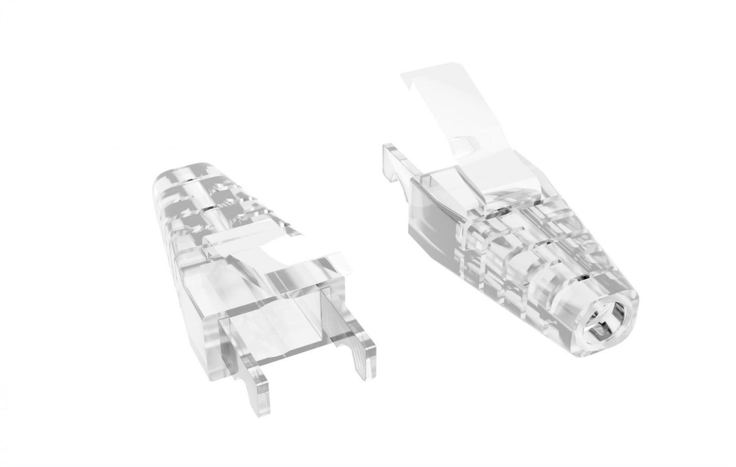 Nippon Labs Mini Cat.6 & Cat.6a RJ-45 Snag Proof Strain Relief Boot Clear, 50pcs/bag, Clear Color