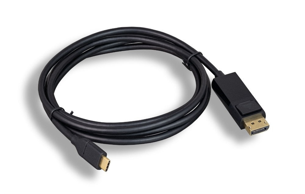 Nippon Labs USB-C to DisplayPort 4K 60Hz cable connecting a laptop to a monitor