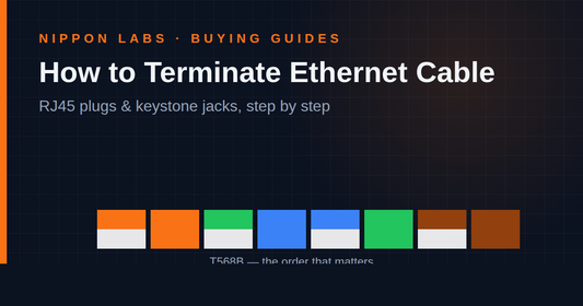 T568B wiring color order for Ethernet cable termination