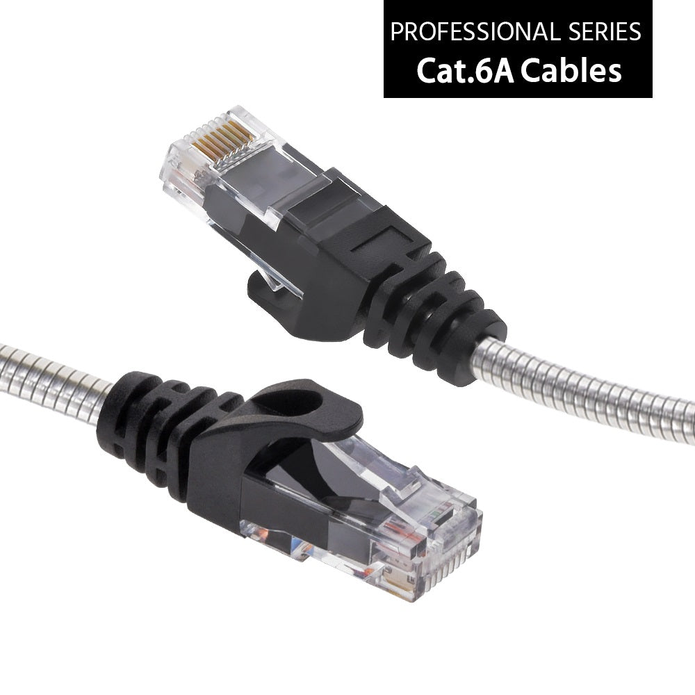 Nippon Labs 15FT. CAT.6A Patch Cable Armored Anti-Rodent Slim Cables, 28AWG 15 Feet Gigabit LAN Network Cable RJ45 High Speed Ethernet Cable