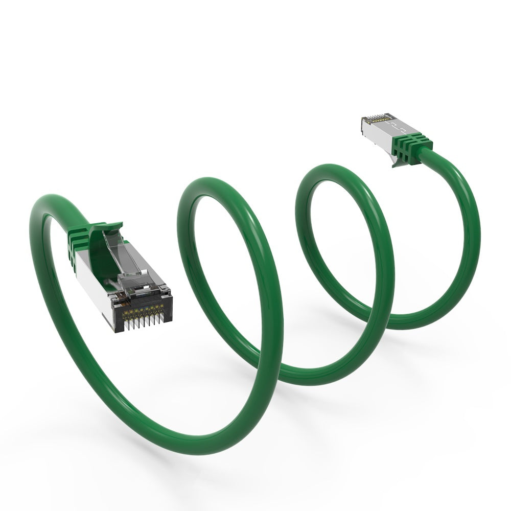 Nippon Labs 26AWG Cat8 Ethernet Cable Slim Series– Green | 2GHz, 40G, S/FTP – Shielded Latest 40Gbps 2000Mhz SFTP Patch Cord, Heavy Duty High Speed Cat8 LAN Network RJ45 Cable - in Wall, Outdoor for Router, Modem, Gaming etc.