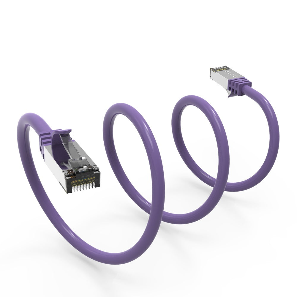 Nippon Labs 26AWG Cat8 Ethernet Cable Slim Series – Purple | 2GHz, 40G, S/FTP – Shielded Latest 40Gbps 2000Mhz SFTP Patch Cord, Heavy Duty High Speed Cat8 LAN Network RJ45 Cable - in Wall, Outdoor for Router, Modem, Gaming etc.