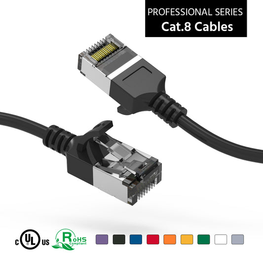 Nippon Labs 30AWG Cat.8 U/FTP Slim Ethernet Network Cable - Latest 40Gbps 2000Mhz RJ45 Patch Cord