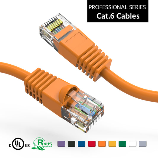Nippon Labs Cat6 UTP Ethernet Network Booted Cable - Orange - 0.5 ft. ~ 200 ft. - 24AWG RJ45 Enhanced Cat 6 Patch Cable