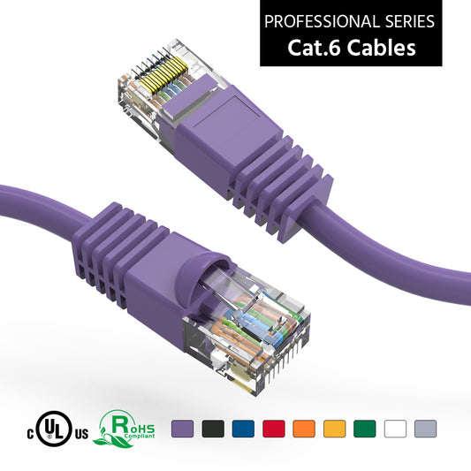 Nippon Labs Cat6 UTP Ethernet Network Booted Cable - Purple - 0.5 ft. ~ 200 ft. - 24AWG RJ45 Enhanced Cat 6 Patch Cable