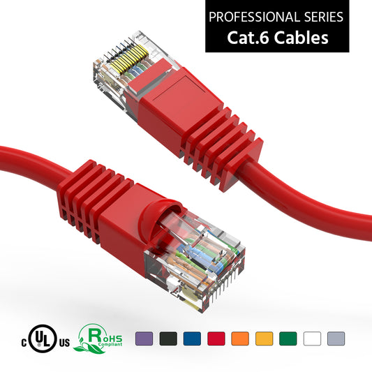 Nippon Labs Cat6 UTP Ethernet Network Booted Cable - Red - 0.5 ft. ~ 200 ft. - 24AWG RJ45 Enhanced Cat 6 Patch Cable