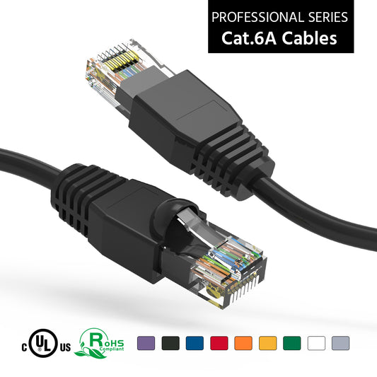 Nippon Labs Black Cat6A UTP Ethernet Network Booted Cable, 24AWG Gigabit LAN Network Cable - RJ45 High Speed Patch Cable