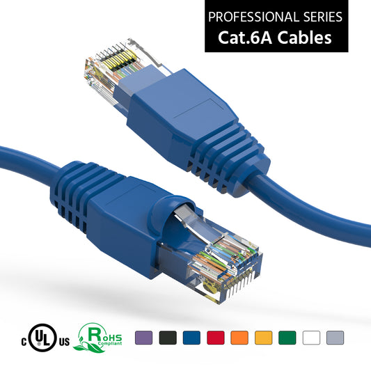 Nippon Labs Blue Cat6A UTP Ethernet Network Booted Cable, 24AWG Gigabit LAN Network Cable - RJ45 High Speed Patch Cable