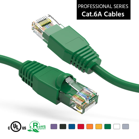 Nippon Labs Green Cat6A UTP Ethernet Network Booted Cable, 24AWG Gigabit LAN Network Cable - RJ45 High Speed Patch Cable