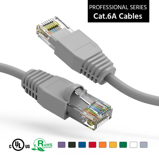 Nippon Labs Gray Cat6A UTP Ethernet Network Booted Cable, 24AWG Gigabit LAN Network Cable - RJ45 High Speed Patch Cable