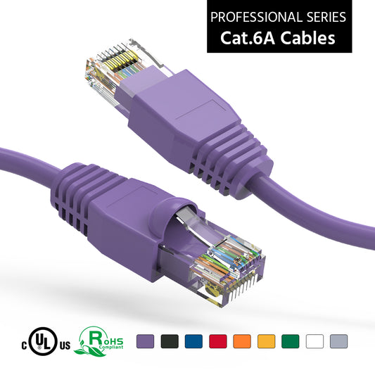 Nippon Labs Purple Cat6A UTP Ethernet Network Booted Cable, 24AWG Gigabit LAN Network Cable - RJ45 High Speed Patch Cable