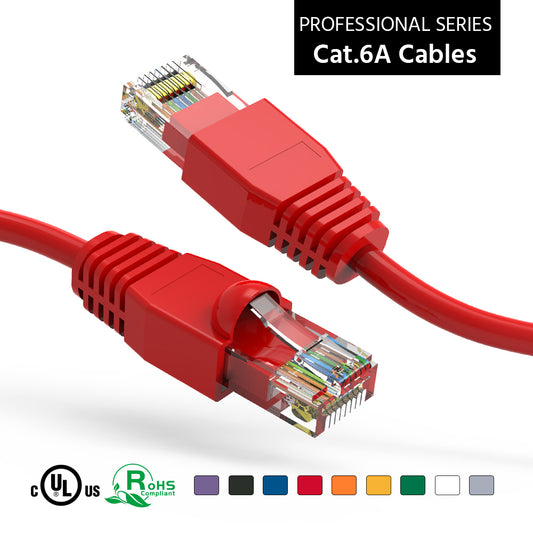 Nippon Labs Red Cat6A UTP Ethernet Network Booted Cable, 24AWG Gigabit LAN Network Cable - RJ45 High Speed Patch Cable