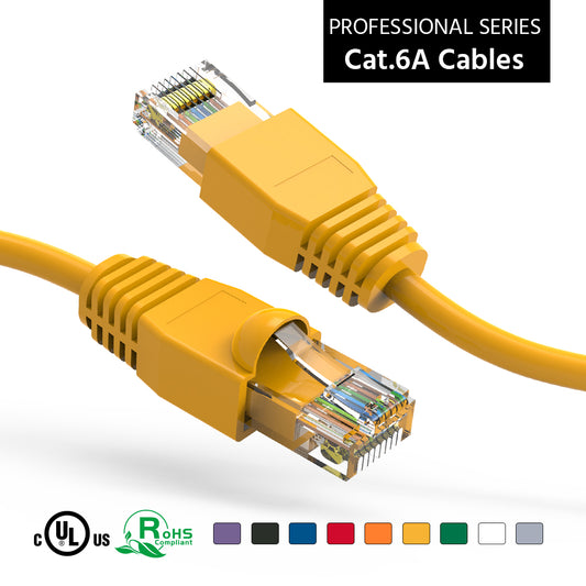 Nippon Labs Yellow Cat6A UTP Ethernet Network Booted Cable, 24AWG Gigabit LAN Network Cable - RJ45 High Speed Patch Cable