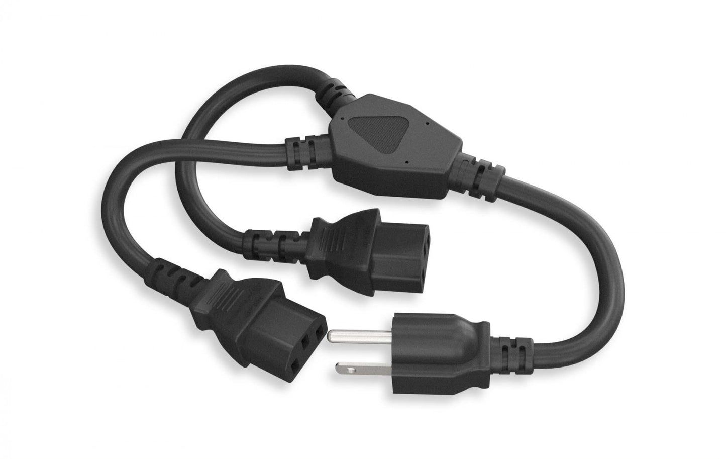 Nippon Labs 18 AWG 1-to-2 Power Cord Splitter (NEMA 5-15P to IEC-60320-C13 x 2), SJT, Black Color, NEMA 5-15P To C13 Splitter Power Cord, 3FT. ~ 10FT.