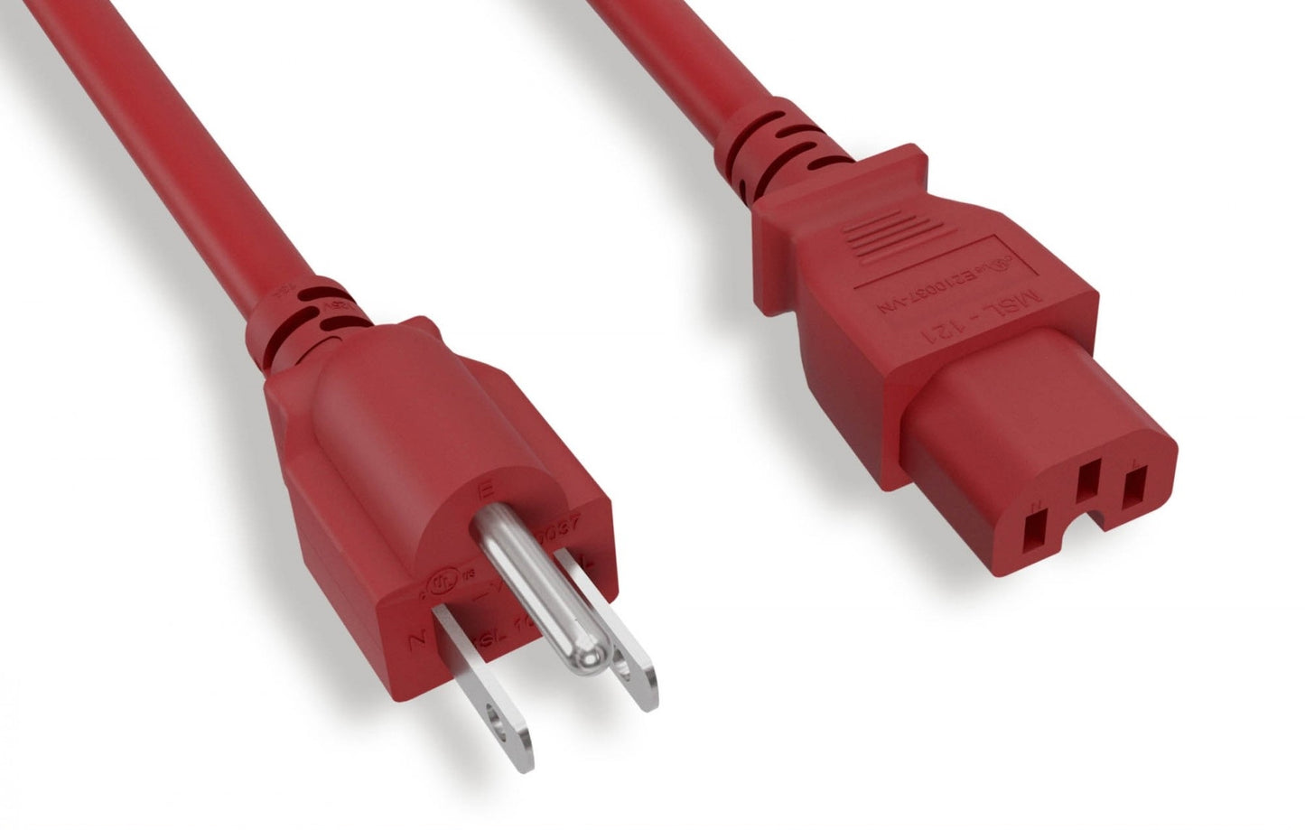 Nippon Labs 14 AWG NEMA 5-15P to C15 Power Cord, SJT, 15A/125V, NEMA 5-15P to IEC-60320-C15 Power Cable - 1FT. ~ 8FT. (Red)