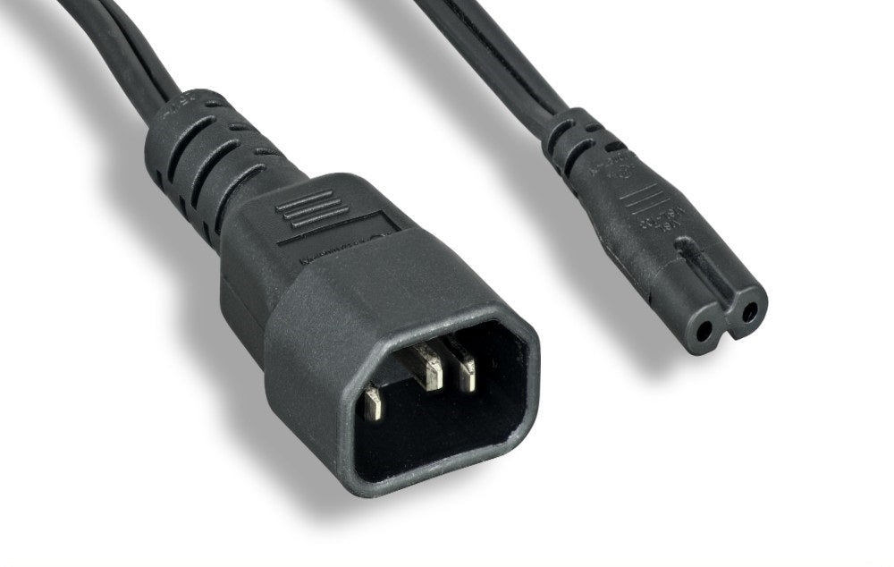 Nippon Labs 18 AWG C14 To C7 Power Adapter Cable, SPT-2,10A, IEC-60320-C14 to IEC-60320-C7 Black Power Cable, 2FT. - 10FT.