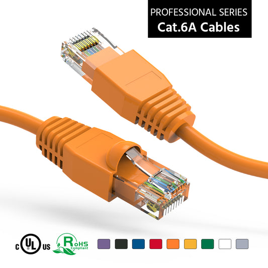 Nippon Labs Orange Cat6A UTP Ethernet Network Booted Cable, 24AWG Gigabit LAN Network Cable - RJ45 High Speed Patch Cable