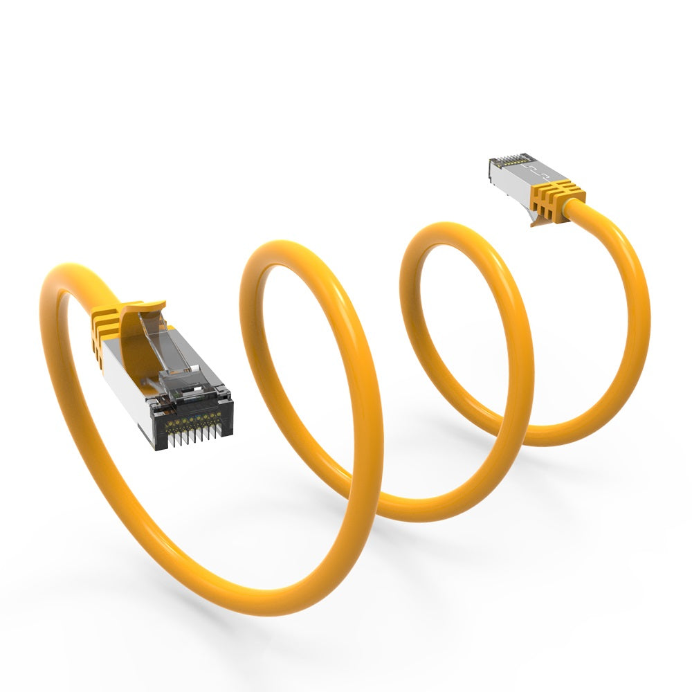 Nippon Labs 26AWG Cat8 Ethernet Cable Slim Series– Yellow | 2GHz, 40G, S/FTP – Shielded Latest 40Gbps 2000Mhz SFTP Patch Cord, Heavy Duty High Speed Cat8 LAN Network RJ45 Cable- in Wall, Outdoor for Router, Modem, Gaming etc.