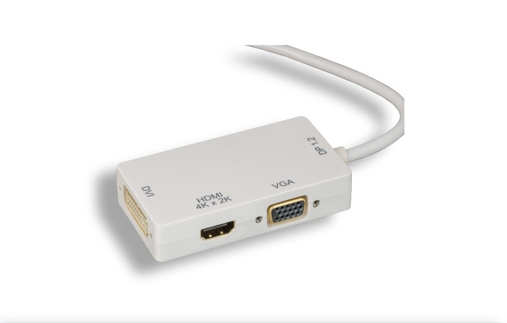 Nippon Labs 30DP-MDP-HDV-4K Mini DisplayPort Adapter - 3-in-1 - 1080p - Monitor Adapter - Mini DP to HDMI / VGA / DVI Adapter Hub