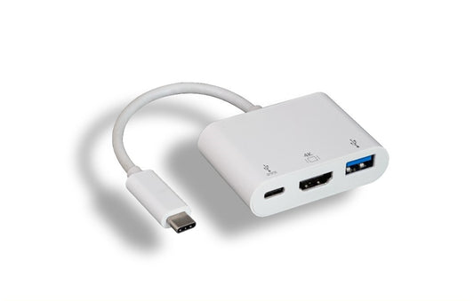 Nippon Labs USB 3.1 Type C to USB 3.0 Type A / HDMI / Type C Hub, supports 4K x 2K @ 30Hz, White Charging Adapter 30UC-CHMU3C