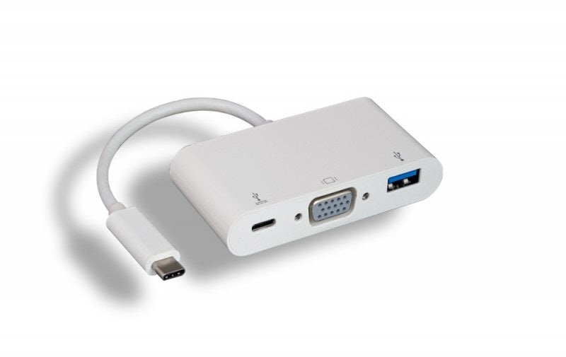 Nippon Labs USB 3.1 Type C To USB 3.0 / VGA / Type C Charging Hub,Supports 1920 x 1200 @ 60Hz, White Charging Adapter 30UC-CVGAU3C